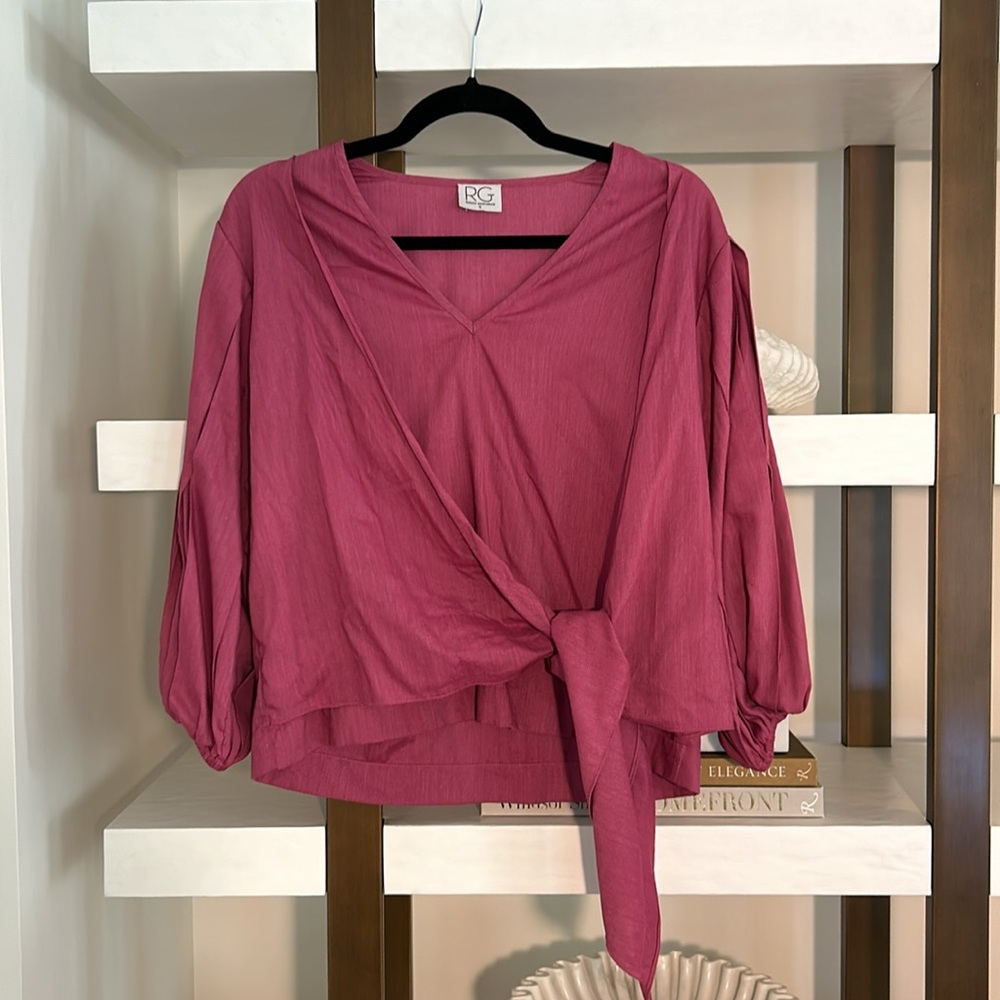 Renata Gasparian Pink Wrap Top, S